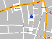Zufahrt zur Tiefgarage Löwenplatz wieder über Frankfurter Straße