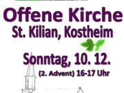 Offene Kirche mit Musik am 2. Advent (10.12.) in St. Kilian