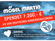 Möbel Martin spendet 7.200 Euro an den Deutschen Kinderschutzbund