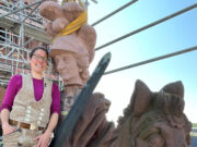 Neuer Kopf für heiligen Martin Figur auf dem Dach des Mainzer Doms wieder vollständig