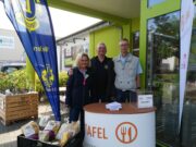 Zehn Kisten mit Lebensmittelspenden bei der „Kauf eins Mehr“ Aktion des Lions Clubs Hochheim Flörsheim und der Tafel Hattersheim-Hofheim