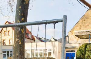 Unter den Abfalleimern liegt der Müll Sauberkeit >>>Ortsbeirat Drais fordert Krähenschutz für Mülleimer im Bereich der Schule