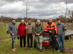 Vier neue Bäume für Nieder-Olms Streuobstwiese