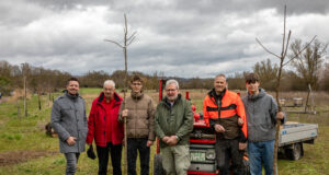 Vier neue Bäume für Nieder-Olms Streuobstwiese