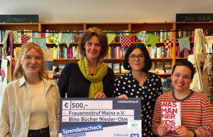 Der Mainzer Frauennotruf sagt Danke! Lesungserlös generiert 500 Euro für wichtige Einrichtung